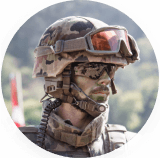 Army man in helmet and gear